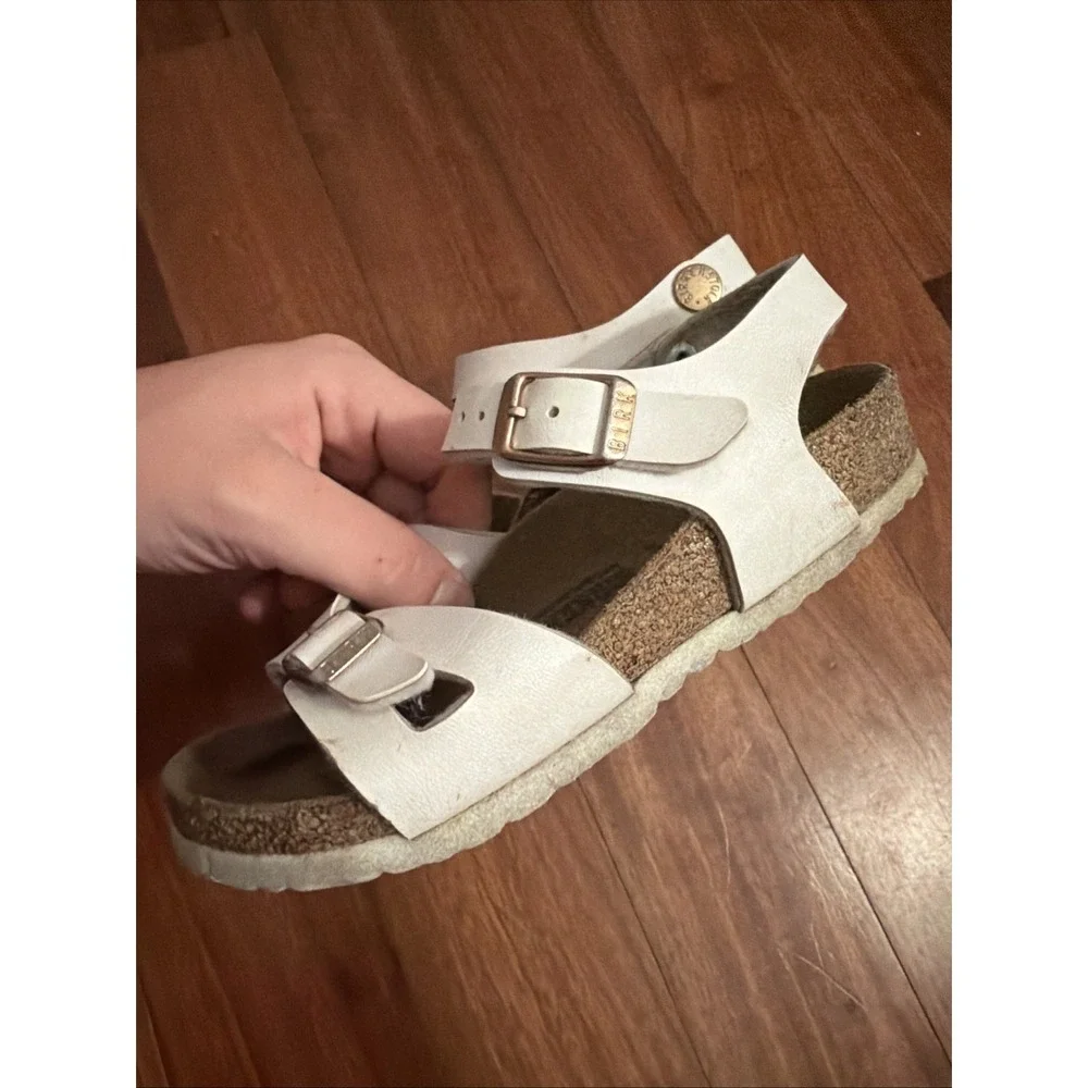 Birkenstock Rio Kids Sandals White Size EU 28 US 11 Narrow Ankle Strap Girls